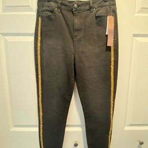 Charcoal jeans with gold embellishments, size 13